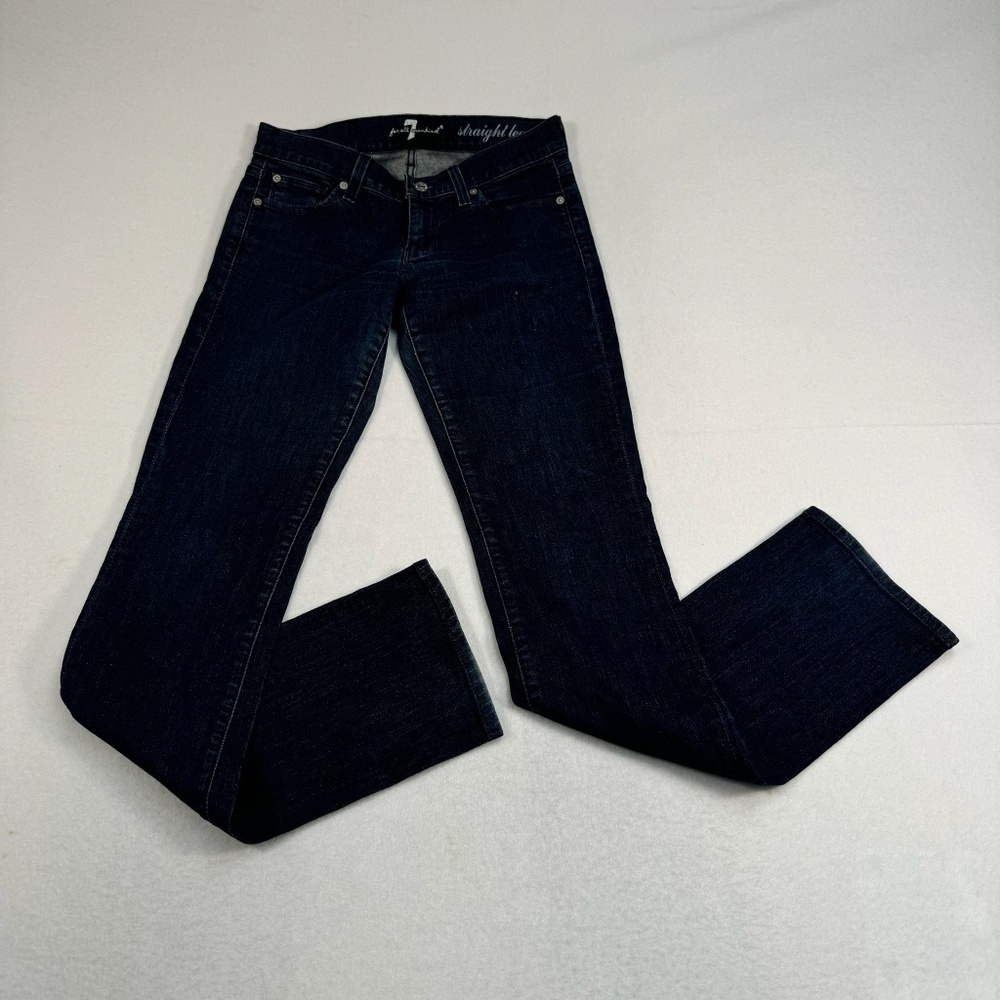 7 For All Mankind Straight Leg Jeans Womens Size 26 Dark Blue Low Rise